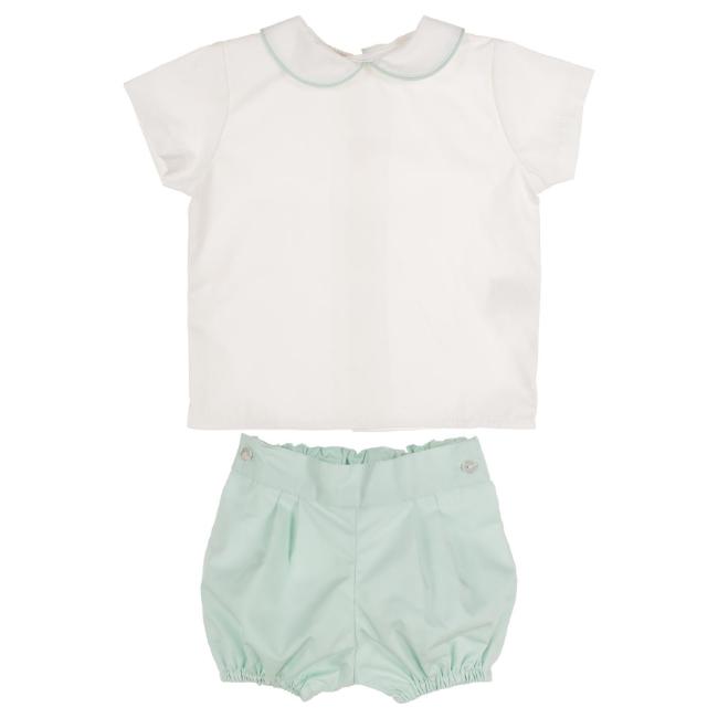 Picture of Puro Mimo Summer Collection Boys Blouse & Pants Set X 2 - White Mint Green