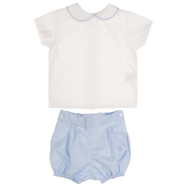 Picture of Puro Mimo Summer Collection Boys Blouse & Pants Set X 2 - White Pale Blue