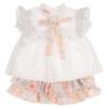 Picture of Puro Mimo Summer Collection Girls Blouse Skirted Jampants Set X 2 - White Peach Pink