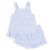 Picture of Rapife Summer Girls Gingham Ruffle Tunic & Shorts Set - White Sky Blue 