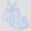 Picture of Rapife Summer Girls Gingham Ruffle Tunic & Shorts Set - White Sky Blue 