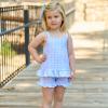 Picture of Rapife Summer Girls Gingham Ruffle Tunic & Shorts Set - White Sky Blue 