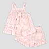 Picture of Rapife Summer Girls Gingham Ruffle Tunic & Shorts Set - White Pink