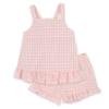 Picture of Rapife Summer Girls Gingham Ruffle Tunic & Shorts Set - White Pink