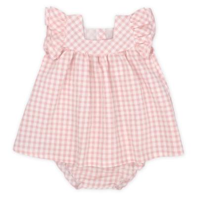 Picture of Rapife Summer Girls Gingham Dress & Panties Set - White Pink