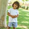 Picture of Rapife Summer Boys Gingham Shorts & T-shirt Set - White Navy Blue