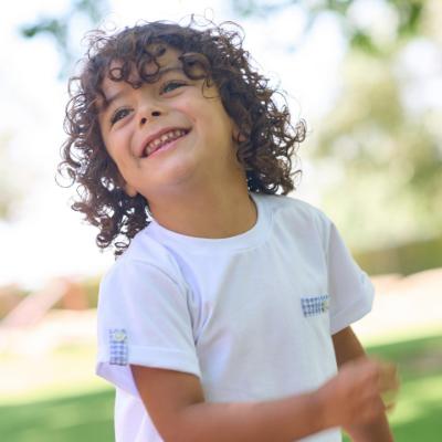 Picture of Rapife Summer Boys Gingham Shorts & T-shirt Set - White Navy Blue