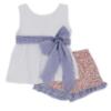 Picture of Rapife Summer Girls Plumetti Tunic & Floral Shorts Set - White Navy Blue 