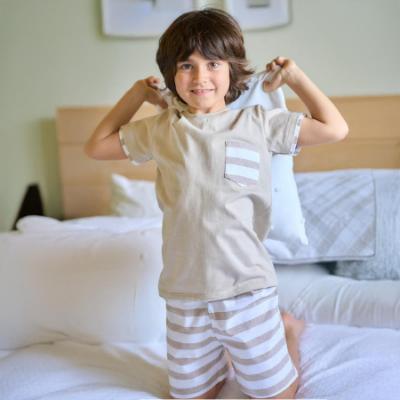 Picture of Rapife Summer Boys Top & Wide Stripe Shorts Set - Beige