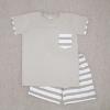 Picture of Rapife Summer Boys Top & Wide Stripe Shorts Set - Beige