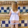 Picture of Rapife Summer Girls Plumetti Tunic & Floral Shorts Set - White Navy Blue 