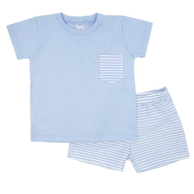 Picture of Rapife Summer Boys Top & Stripe Shorts Set - Sky Blue