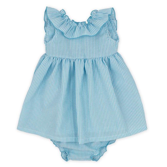 Picture of Rapife Summer Girls Ruffle Collar Dress & Panties Set X 2 - Turquoise Gingham