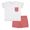 Picture of Rapife Summer Boys Gingham Shorts & T-shirt Set - White Red