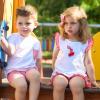 Picture of Rapife Summer Girls Cherry Tunic & Ruffle Shorts Set - White Red Gingham