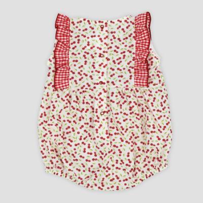 Picture of Rapife Summer Baby Girls Cherry & Ruffle Romper - Red Gingham