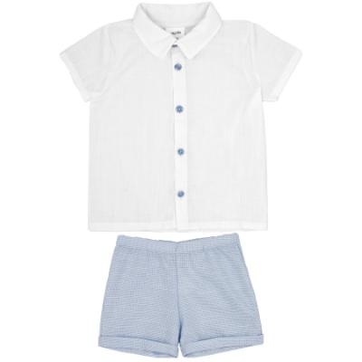 Picture of Rapife Summer Boys Shirt & Bermuda Shorts Set - White Sky Blue 