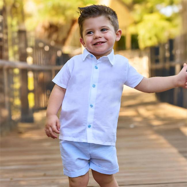 Picture of Rapife Summer Boys Shirt & Bermuda Shorts Set - White Sky Blue 