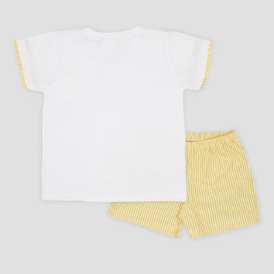 Picture of Rapife Summer Boys Top & Stripe Shorts Set - White Yellow