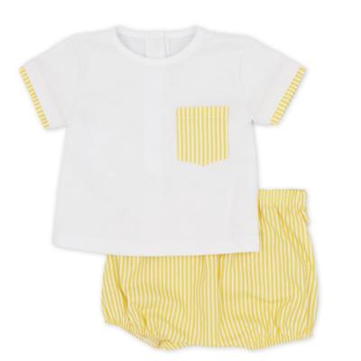 Picture of Rapife Summer Baby Boys Top & Stripe Bloomers Set - White Yellow