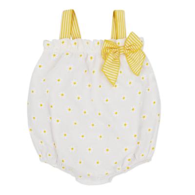 Picture of Rapife Summer Baby Girls Ruffle Embroidered Daisies Romper - White Yellow