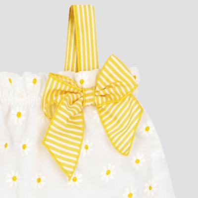 Picture of Rapife Summer Baby Girls Ruffle Embroidered Daisies Romper - White Yellow