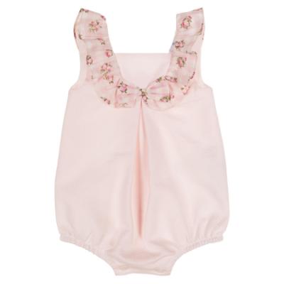 Picture of Sardon Baby Summer Collection Girls Sleeveless Jacquard Romper - Baby Pink 