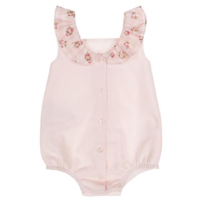 Picture of Sardon Baby Summer Collection Girls Sleeveless Jacquard Romper - Baby Pink 