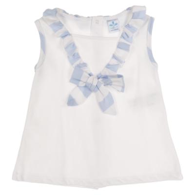 Picture of Sardon Baby Summer Collection Girls Pique Dress & Panties Set X 2 - White Pale Blue