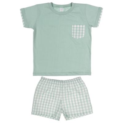 Picture of Rapife Summer Boys Gingham Pocket Top & Gingham Shorts Set - Sage Green