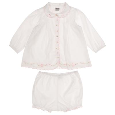 Picture of Sarah Louise Baby Girls Embroidered Jampant 2 Piece Set - White Pink 