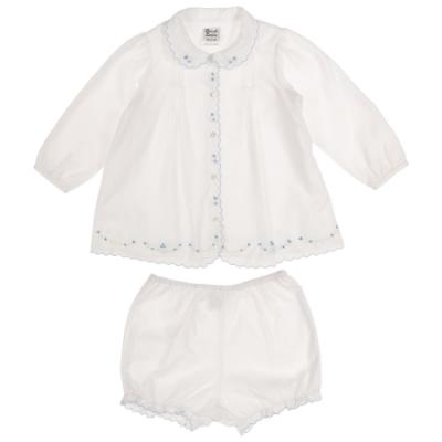 Picture of Sarah Louise Baby Girls Embroidered Jampant 2 Piece Set - White Pale Blue