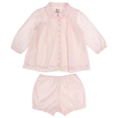 Picture of Sarah Louise Baby Girls Embroidered Jampant 2 Piece Set - Pink Pink