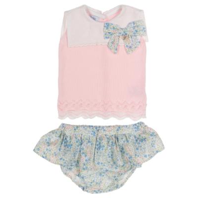 Picture of Foque Baby Girls Skirted Jampant Set - Pink Blue Floral