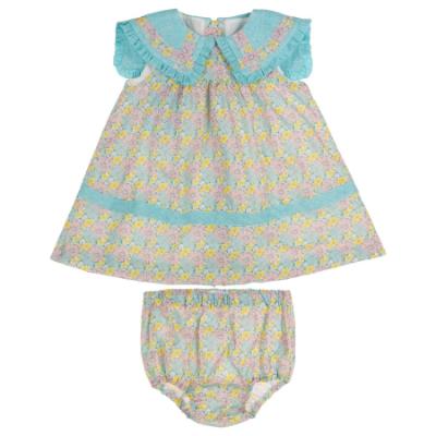 Picture of Foque Baby Girls Dress & Panties Set - Turquoise Pink Floral