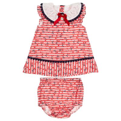 Picture of Foque Baby Girls Cherries Dress & Panties Set - Red Navy