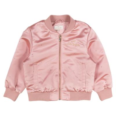 Picture of Lili Gaufrette Girls Diamante Satin Bomber Jacket - Pink