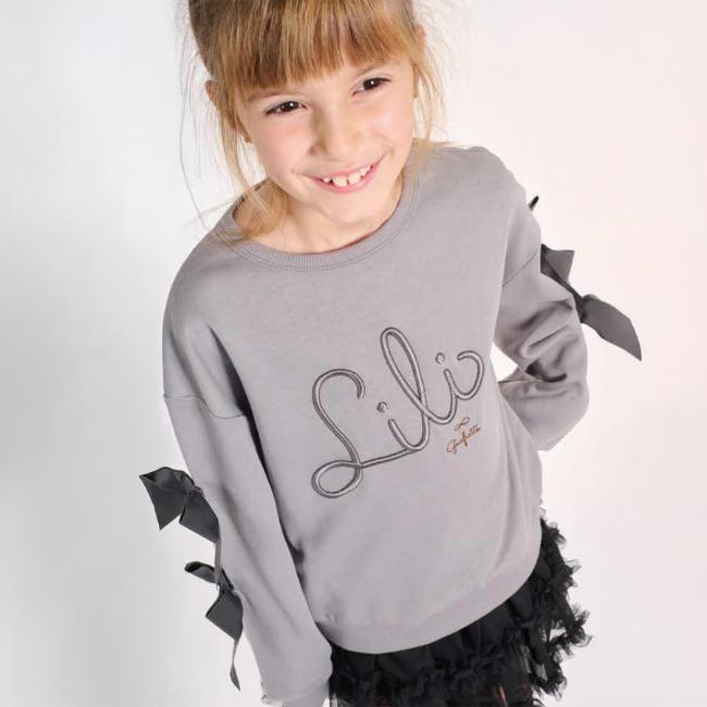 Picture of Lili Gaufrette Girls Bow Sweater & Tulle Skirt Set X 2 - Grey Black