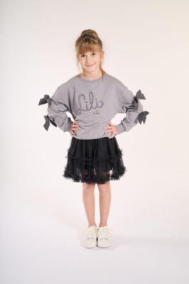 Picture of Lili Gaufrette Girls Bow Sweater & Tulle Skirt Set X 2 - Grey Black