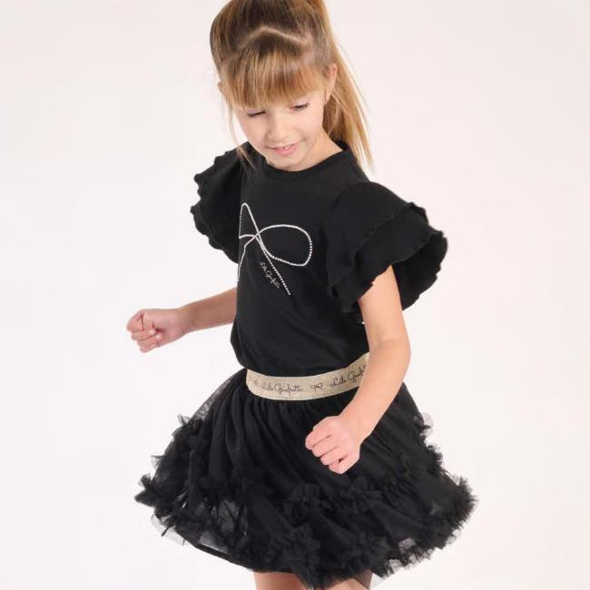 Picture of Lili Gaufrette Girls Ruffle Top & Tulle Skirt Set X 2 - Black Black 